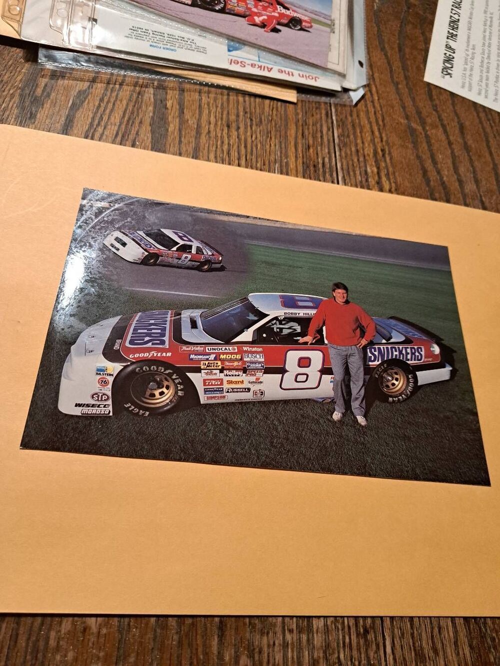 Vintage 1990 Bobby Hillin Jr Snickers #8 Buick NASCAR Postcard Racing